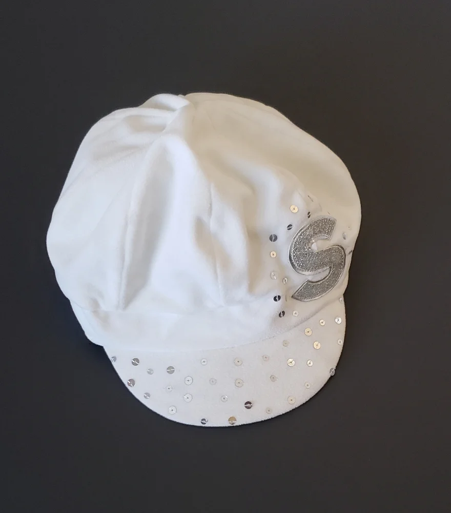 JUSTICE GIRLS WHITE HAT W/ SILVER SEQUIN DETAIL